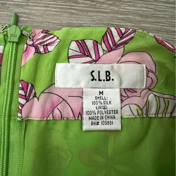 SLB Spring Floral Silk Skirt with Zipper and Tie size M - Picture 3 of 6